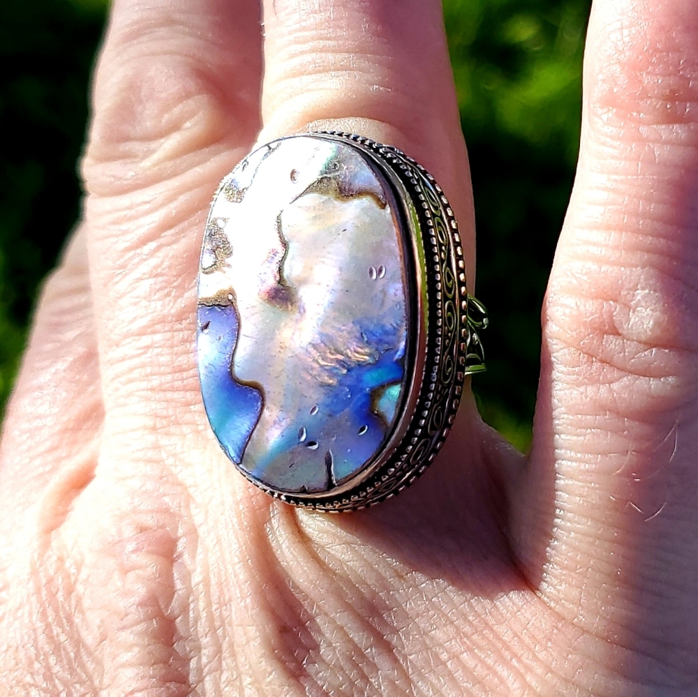 New Abalone Shell 925 Silver Ring.